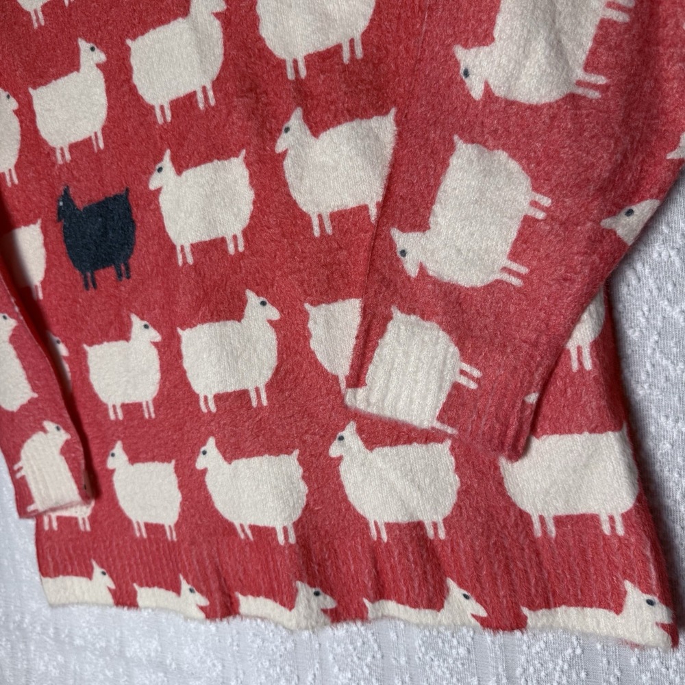 RARE Princess Diana Inspired Red Black Sheep Sweater Size Small 80s Jumper Icon - Picture 6 of 14